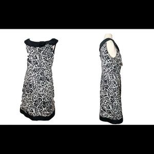 Tahari Black White Floral Paisley Bow Dress 8
